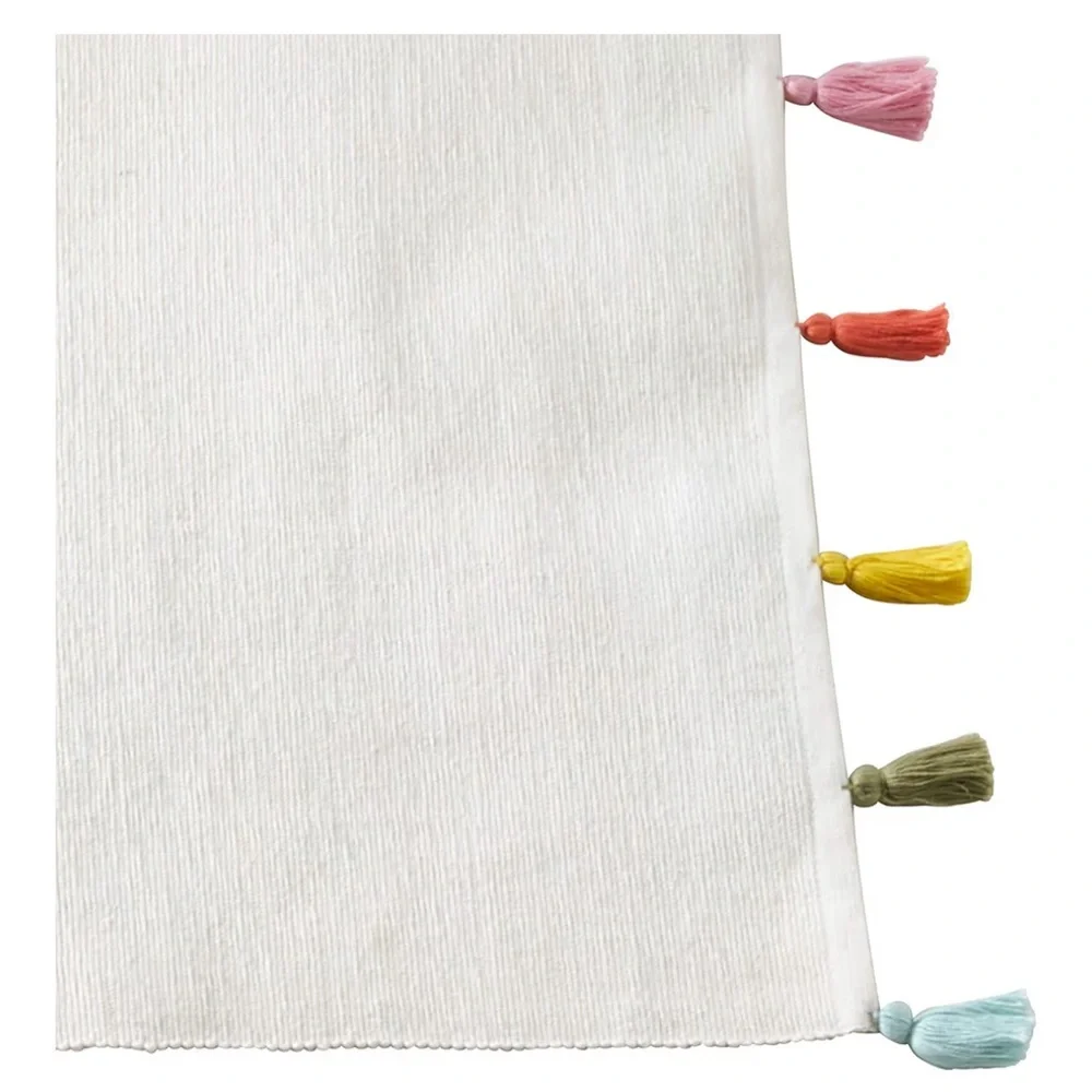 SARO LIFESTYLE Cantina Collection Colorburst Tassel Placemat Set 4 14